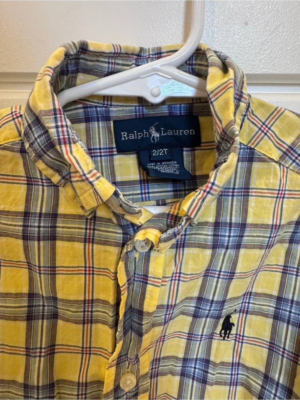 Ralph Lauren Yellow Plaid Button-Down Shirt Size 2T